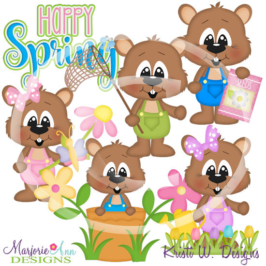 Spring Gophers SVG Cutting Files/Paper Piecing + Clipart - Click Image to Close